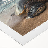 Art deco poster featuring a serene Maui scenery in pastel shades on rolled canvas, suitable for dining room wall art.