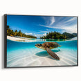 Black and white landscape art of Oahu, Hawaii, on framed canvas, suitable for bedroom wall decor.