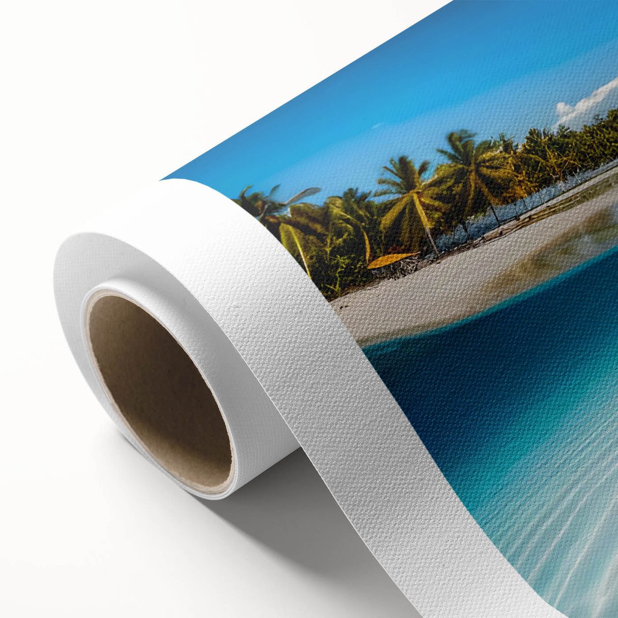 Art deco poster of Oahu scenery in pastel shades on rolled canvas, ideal for nursery wall art.