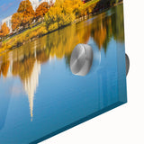 Large abstract wall art of Idaho scenery in muted earth tones on acrylic glass, suitable for dining room ambiance.