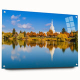 Acrylic print of a large abstract Idaho scenery in muted earth tones, ideal for dining room decor.