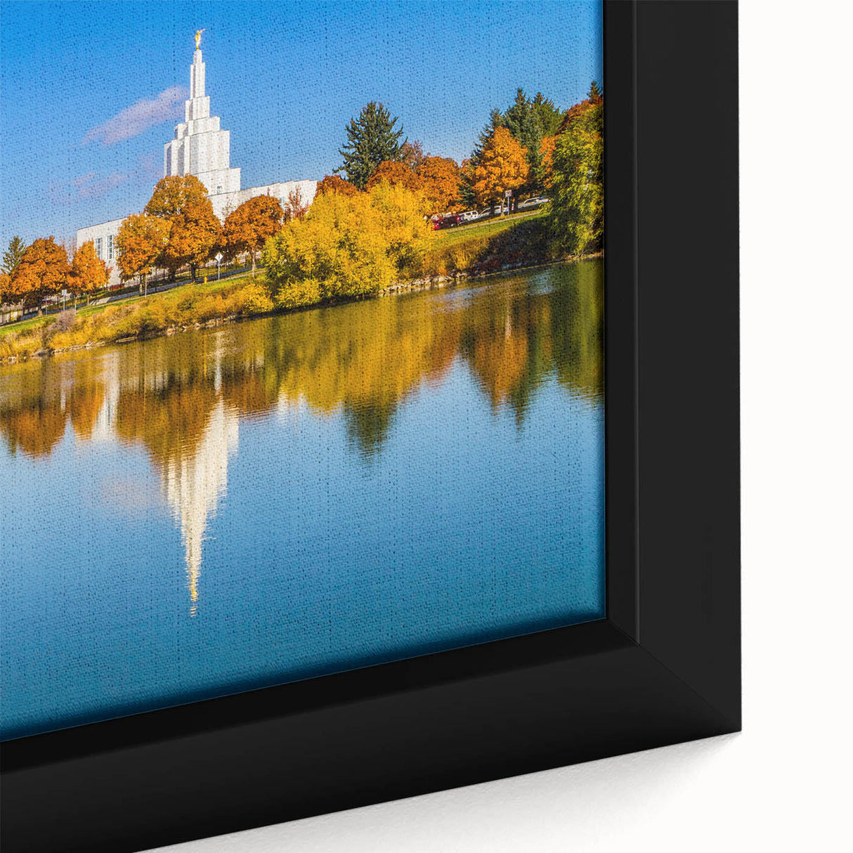 Extra large framed canvas featuring a textured depiction of Idaho scenery in black with colorful art accents.