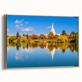 Framed canvas depicting a vintage-style Idaho landscape in muted gold and black tones, ideal for bedroom wall decor.