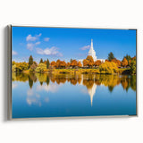 Landscape art painting of Idaho scenery on framed canvas, featuring vibrant colors against a black background.