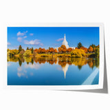 Extra large rolled print of Idaho scenery with lush floral elements in soft earth tones, ideal for dining room wall art.