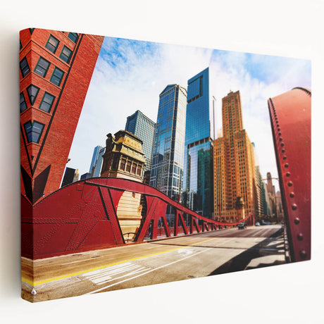 Large canvas print of the Chicago skyline in muted gray and blue tones, suitable for kitchen wall art.
