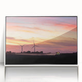 Framed acrylic print of an art deco style Iowa scenery in muted earth tones, suitable for modern nursery decor.