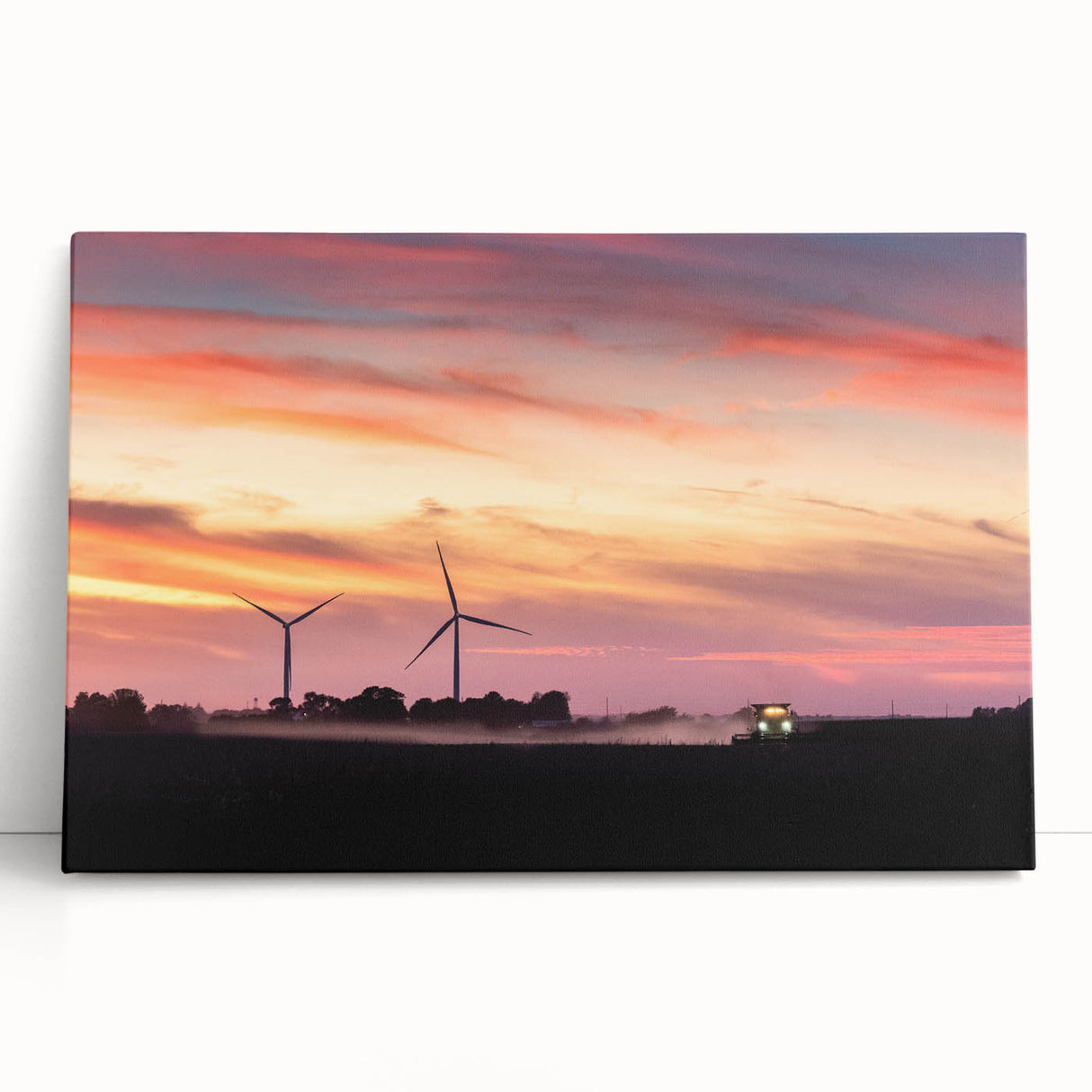 Black and white photograph of a serene Iowa landscape on stretched canvas, ideal for kitchen wall art.
