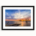 Abstract art print of a colorful Kansas scenery in vibrant hues on a textured, extra large canvas, framed in black.