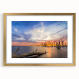 Extra large abstract art print of textured Kansas scenery in muted earth tones on a gold-framed canvas.
