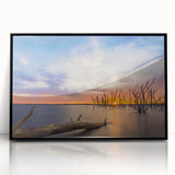 Large abstract wall art depicting a Kansas scenery in muted earth tones on a framed acrylic.