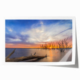 Rolled print of Kansas scenery with soft floral elements in muted earth tones, suitable for dining room wall art.