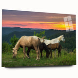 Large abstract wall art depicting a serene Kentucky landscape in muted blue tones on acrylic glass.