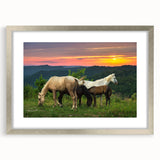 Textured abstract art print of a Kentucky landscape in muted earth tones on a framed silver mat, ideal for bedroom art.