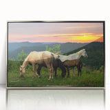 Mid-century modernist art depicting Kentucky scenery in muted earth tones, framed in silver acrylic.