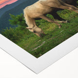 Art deco poster featuring the Kentucky skyline in muted blue and green tones on rolled canvas.