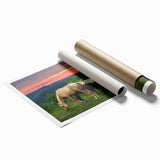 Extra large rolled print of Kentucky scenery with vibrant green and floral elements, ideal for classy bathroom wall art.