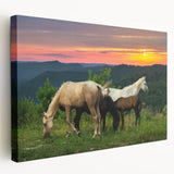 Large canvas print depicting a serene Kentucky landscape in soft green and blue tones, suitable for kitchen wall art.