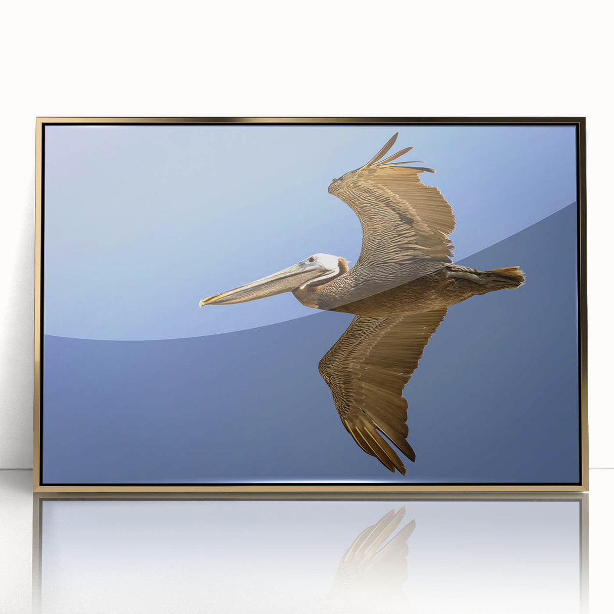 Large acrylic print of a Louisiana landscape in mid-century modernist style, featuring soft green and blue tones.