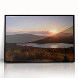 Large abstract wall art depicting Acadia, Maine, in muted earth tones on a framed acrylic.