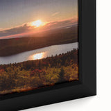 Extra large black wall art depicting Acadia's scenic coastline on a framed canvas, highlighted by a textured.