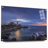 Acrylic print of a serene Maine landscape in muted green and blue tones, suitable for bedroom or dining room decor.