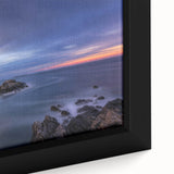 Black wall art featuring a textured Maine scenery in vibrant colors on an extra large framed canvas.