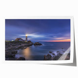 Rolled print of a Maine landscape with vibrant green and blue tones, ideal for art wall dining room.