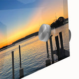 Large abstract wall art of Annapolis, Maryland, in mid-century modernist style on acrylic, ideal for dining room decor.