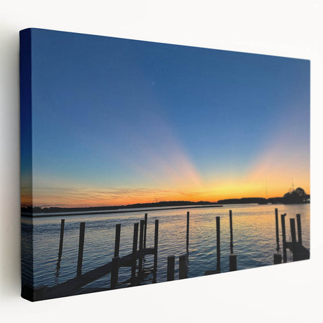 Annapolis, Maryland cityscape on stretched canvas, featuring muted blue and gray tones, suitable for kitchen wall art.