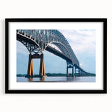 Abstract art print of Baltimore skyline in vibrant colors on a large, framed canvas, ideal for living room decor.