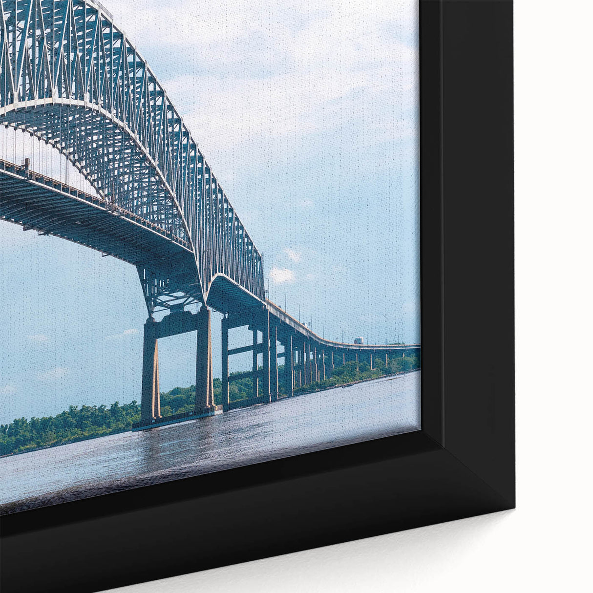 Framed canvas featuring a black textured depiction of the Baltimore skyline with colorful accents.