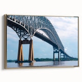 Framed canvas wall art depicting a vintage-style Baltimore landscape in black and gold tones, ideal for bedroom decor.