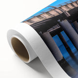 Art deco poster of Chesapeake Bay, Maryland, in muted blue and gray tones on rolled canvas, ideal for nursery wall art.