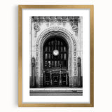 Extra large abstract art print of Detroit skyline in textured gold frame, ideal for living room decor.