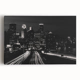 Black and white large art print of Minneapolis skyline on stretched canvas, suitable for kitchen wall art.