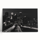 Black and white stretched canvas of Minneapolis skyline, large format, ideal for kitchen wall art or bedroom.