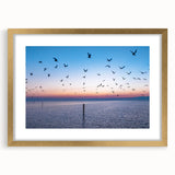 Extra large abstract art print of a textured Mississippi scenery in muted earth tones, framed in gold.