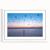 Abstract art print of a stylized Mississippi landscape in muted earth tones, framed with a white mat.