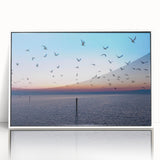 Art deco poster of Mississippi scenery in muted pastel shades on framed acrylic, ideal for modern nursery wall decor.