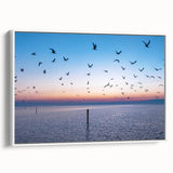 Vintage poster art of a Mississippi scenery on framed canvas, featuring vibrant colors on a black background.