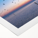 Art deco poster of a Mississippi scenery in muted blues and greens on a rolled canvas, suitable for dining room walls.