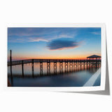 Rolled print of St. Louis skyline with muted blue and gray tones, ideal for art wall dining room decor.