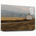 Acrylic glass print of a Montana landscape with soft blue and green tones, suitable for bedroom or dining room decor.