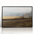 Large abstract wall art depicting a Montana scenery in muted earth tones on a framed acrylic.