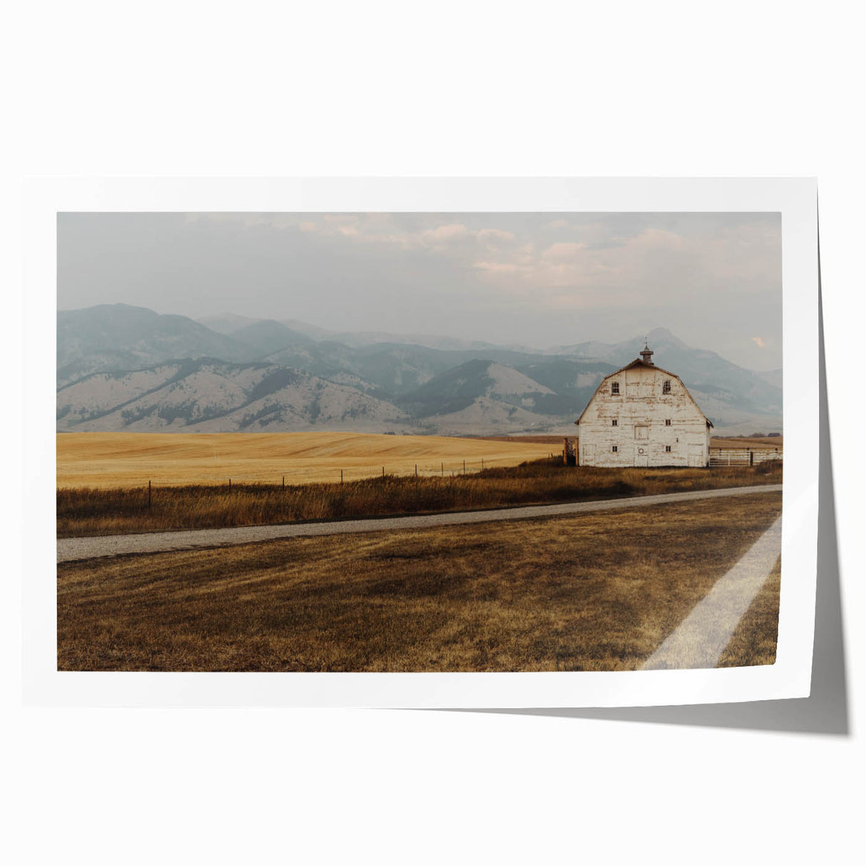 Extra large rolled print of a serene Montana landscape with lush greenery and vibrant sky, ideal for art wall dining room.