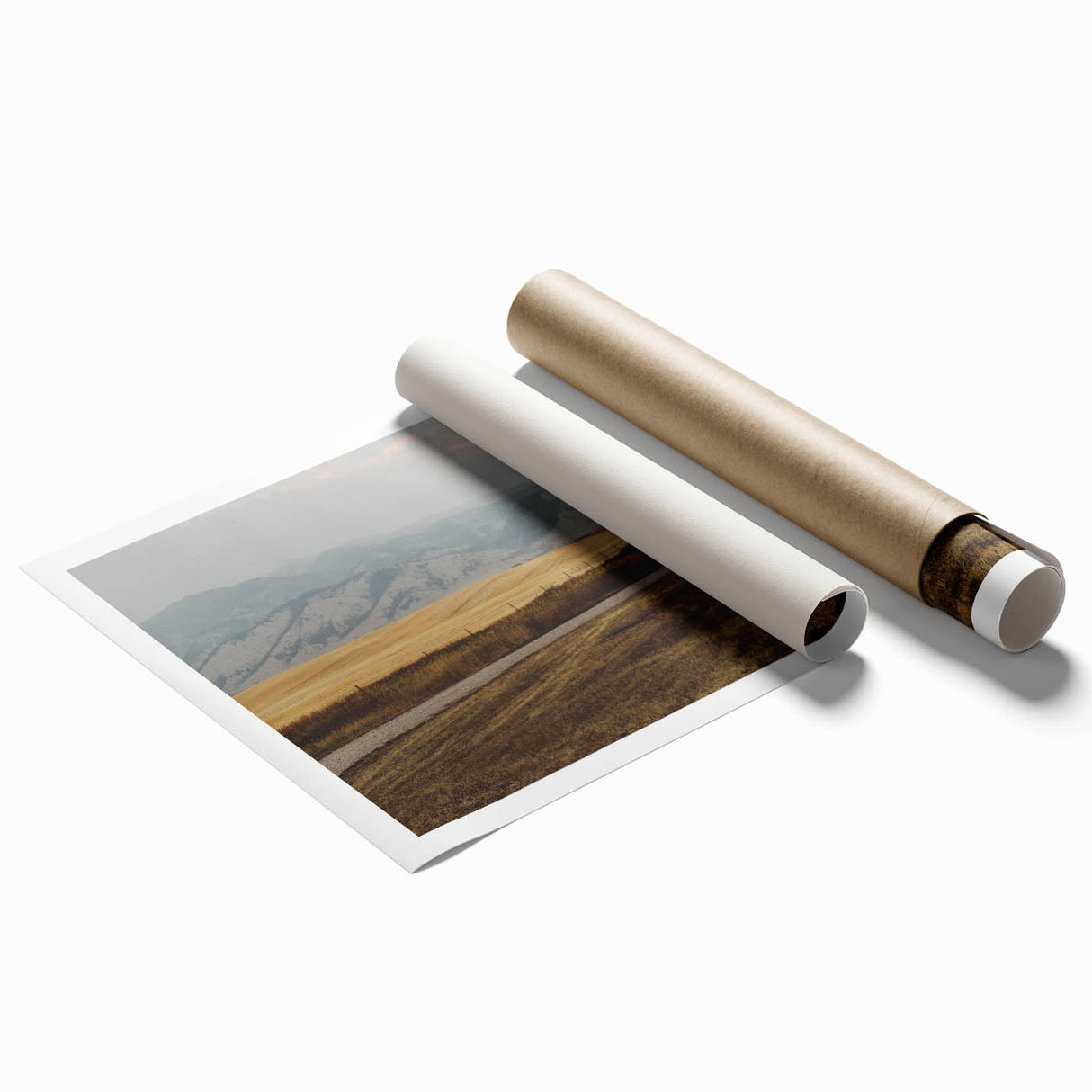 Extra large rolled print of Montana scenery with vibrant floral elements, ideal for classy bathroom wall art.