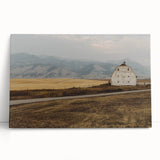 Black and white photo of Montana landscape on large stretched canvas, suitable as kitchen wall art or bedroom decor.