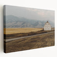 Large canvas print of Montana scenery in natural green and blue tones, ideal for kitchen wall art.
