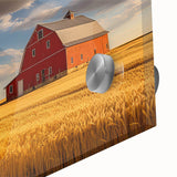 Large abstract wall art depicting Nebraska scenery in mid-century modernist style on acrylic glass.